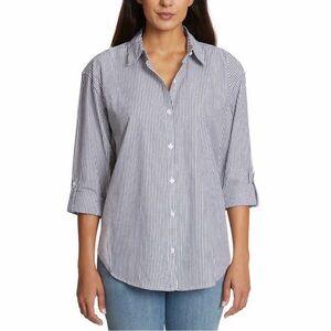 Gloria Vanderbilt dress shirt Small Navy striped